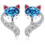 PLATO H S925 Sterling Silver Fox Animal Sets Crystals for Women Teen Girl