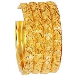 JDZ COLLECTION Indian Gold Plated Bangle Bracelet Bollywood Jewelry Ethnic Pola Bangles Set 4pc Traditional Designer Bangles