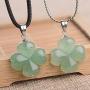 iSTONE Four Leaf Clover Pendant Necklace Green Aventurine Gemstone Pendant Necklace 18'' (Green Aventurine)