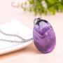 iSTONE Gemstone Crystal Necklace for Women Healing Stone Pendant Jewelry for Men Pendulum Divination Energy Healing Crystals Chakra Stones Necklace (20 Inches Stainless Steel Chain)