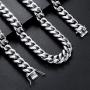 ROWIN&CO Large Heavy Men Silver 316L Stainless Steel Miami Cuban Link Chain Curb Necklace Hip hop Jewelry Choker Chain, 15mm Width/ 18-35 inch Lengths, Great Gifts to Families and Friends, (with Gift Box)