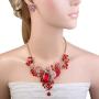 EVER FAITH Gold-Tone Squirrel Family Necklace Earrings Set with Red Austrian Crystal
