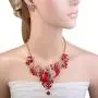 EVER FAITH Gold-Tone Squirrel Family Necklace Earrings Set with Red Austrian Crystal EVER FAITH Gold-Tone Squirrel Family Necklace Earrings Set with Red Austrian Crystal