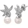 Cleo Classic Designs White Gold Plated Beach Wedding Starfish Cubic Zirconia Simulated Pearl Earring & Necklace Set