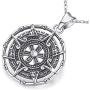 Compass Necklace For Women, Silver Pendant With Zirconia, Mayan Calendar Jewelry Charm
