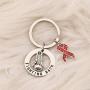 CENWA AIDS HIV Awareness Jewelry Red Awareness Ribbon Keychain AIDS Awareness HIV Heart Disease Survivor Gift Fighting Back Keychain