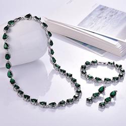 GULICX White Gold Plated Tear Drop AAA Cubic Zirconia Women Bracelet Earrings Necklace Jewelry Set