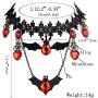 Prettie Choker Necklace for Women Gothic Black Lace Necklace for Halloween Punk Steampunk Costume Party Retro Lolita Victorian Choker Halloween Bat Vampire Pendant