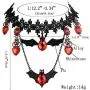Prettie Choker Necklace for Women Gothic Black Lace Necklace for Halloween Punk Steampunk Costume Party Retro Lolita Victorian Choker Halloween Bat Vampire Pendant