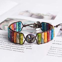 YGLINE Friendship Weave Yoga Bracelets Handmade Bracelets for Women Girls Adjustable Boho Woven Bracelet Gemstone Bohemian Bracelet Nature Stone Bangle Bracelets