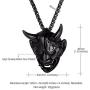 U7 Men Gothic Jewelry Stainless Steel Silver Black Evil Demon Horn Skull Pendant Necklace