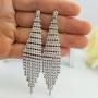 SELOVO Fashion Bohemia Women Long Tassel Link Fringe Dangly Earrings Clear Crystal