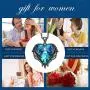 NEWNOVE Black Gold Tone Blue Crystal Angel Wings Love Heart Pendant Necklaces for Women, Mothers Day Valentines Day Birthday Gifts for Women Jewelry Gift for Mom Wife Sister