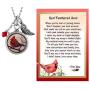 Lola Bella Gifts and Spirit Lala Cardinal Cremation Urn for Ashes Pendant Necklace with Red Feathered Soul Poem Card Gift Box Grief Memorial