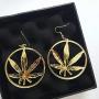RUIZHEN Gold Marijuana Weed Cannabis Leaf Dangle Earrings