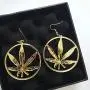 RUIZHEN Gold Marijuana Weed Cannabis Leaf Dangle Earrings