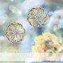 AOBOCO Flower Heart Earrings Sterling Silver Two Tone Earrings with Crystals from Austria, Hypoallergenic Stud Earrings, Anniversary Birthday Flower Jewelry Gifts for Women Daughter Girlfriend Wife