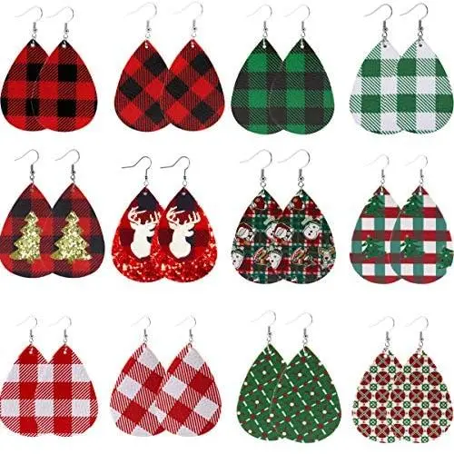 Christmas Faux Leather Earrings Xmas Tree Dangle Earrings Teardrop Drop Dangle Earrings for Woman Girls Christmas gift Christmas Faux Leather Earrings Xmas Tree Dangle Earrings Teardrop Drop Dangle Earrings for Woman Girls Christmas gift
