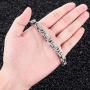 INBLUE 8mm Wide 316L Stainless Steel Bracelet Byzantine Link Chain Bracelet for Men Women Boys Water Resistance (5 Colors - Silver Black Gold Silver and Silver and Gold, 4 Lengths - 7.5'' 8'' 8.5'' 9'')