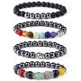 LOYALLOOK 4Pcs Chakra Hematite Bracelet Healing Magnetic Therapy Stretch Stone Beaded Bracelet Balancing