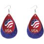 7-12 Pairs American Flag Leather tear drop Earrings for Women Faux Teardrop Earrings Patriotic USA Statement Lightweight Earrings Set for Girl Dangle Lightweight Earrings as Jewelry Gift