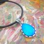 Magic Mood Stone Color Change in Antique Sterling Silver Finish Water Drop Shaped Pendant Leather Necklace Mood Necklace for Women Girl Friend Gift