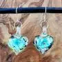 Handmade Murano Inspired Light Blue Confetti Flower Heart Drop Glass Earrings by BESHEEK │Artisan Blown Hypoallergenic Lampwork Italian Style Dangle Jewelry Handmade Murano Inspired Light Blue Confetti Flower Heart Drop Glass Earrings by BESHEEK │Artisan Blown Hypoallergenic Lampwork Italian Style Dangle Jewelry