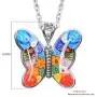 Shop LC Butterfly Flower Pendant Murano Millefiori Glass Chain Fashion Necklace Stainless Steel Jewelry for Women Unique Gifts (Multi Color/Green)