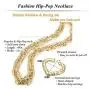 Hanpabum Gold Plated Chunky Rope Chain Necklace and Large Hollow Casting Bamboo Hoop Earrings Set for Men Women Costume Jewelry Punk Hip Hop Rapper Style