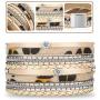 Hicarer Leopard Bracelets for Women Multilayer Metal Pipe Leather Cuff Charm Wide Leather Wrap Bracelet Bohemian Jewelry with Magnet Buckle Clasp for Girls
