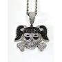 Shop-iGold Custom Skull Men Women 925 Italy White Gold Finish Iced Silver Charm Ice Out Pendant Stainless Steel Real 3 mm Rope Chain, Mans Jewelry, Iced Pendant, Rope Necklace 16''- 24''