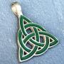 St Patricks Jewelry Elemental Green Celtic Triquetra Trinity Knot Norse Viking Pagan Magic Wicca Wiccan Witch Protection Amulet Pewter Pendant Necklace Charm for men women w Silver Ball chain