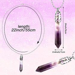 9 Pieces Hexagonal Healing Crystal Necklace Natural Prism Stone Pendant Flower Wrapped Antique Quartz Yoga Energy Pendants with 20 Inch Chains for Jewelry Accessories