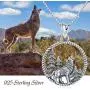 CHENGHONG Wolf Necklace 925 Sterling Silver Viking Accessories Wolf Pendant Jewelry Gifts for Girls Women Men