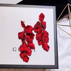 Long Acrylic Rose Flower Petal Drop Dangle Earrings Bohemian Hanging Resin Floral Tassel Statement Earrings for Women Girls Gifts Lightweight Jewelry