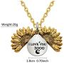CAROMAY Sunflower Pendant Necklace I Love You 3000 Neck Lace Valentines Day Women Men Jewelry
