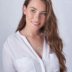 Personalized Tree of Life Circle Necklace with CZ Birthstones-Custom Jewlery