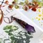 Bivei Retro Brass 12 Faceted Prism Chakra Necklace Witch Dowsing Pendulum Gemstone Quartz Point Top Healing Crystal Pendant Divination Reiki Antique Gift