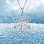 PEIMKO 925 Sterling Silver Snowflake Necklace Romantic CZ Christmas Snowflake Pendant Necklace Jewelry Gifts for Women Girls 18'' Silver Chain