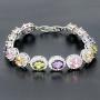 Oval Ladies Tennis Bracelet Inlay Garnet White Topaz Amethyst Citrine Peridot Pink Topaz 7 to 8 inch