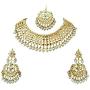 Finekraft Meena Kundan Bridal Wedding Designer Gold Plated Pearls Necklace Jewelry Set