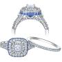 Newshe Wedding Rings for Women Engagement Ring Set Sterling Silver Princess 2.1Ct Cz Blue Size 5-10