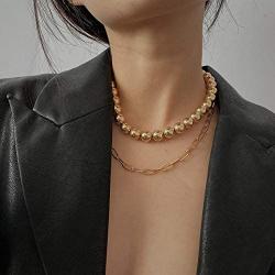 Chargances Ball Chain Collar Choker Necklace for Women and Girls Gold Chunky Chain Necklace Women Punk Jewelry