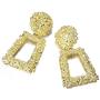 LEMA Metallic Hollow Out Rectangle Textured Design Drop Dangle Earrings