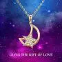 14K Solid Gold Moon Necklaces for Women, Real Yellow Gold Moon Star Pendant Necklace Fine Jewelry for Girls 16''- 18''