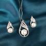 POPUAVA 925 Sterling Silver AAA+ Natural Freshwater Cultured Pearl Necklace Elegance Bridal Jewelry Necklace Earrings Set for Women