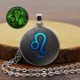 JczR.Y Twelve Constellation Luminous Necklace Pendant Vintage Glowing Time Gemstone Sweater Chain Zodiac Necklace for Women Girls Fashion Jewelry