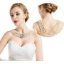 BABEYOND 1920s Gatsby Pearl Necklace Bridal Imitation Pearl Necklace Vintage Wedding Pearl Necklace Jewelry Set with Brooch