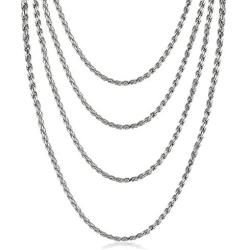 VNOX Stainless Steel Men Women Twist French Rope Chain Necklace,16/18/20/22/24/28/26/28/30/32/34/36 Inches