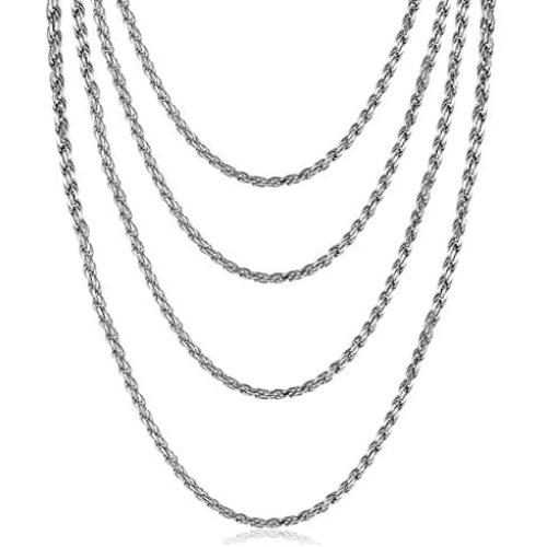 VNOX Stainless Steel Men Women Twist French Rope Chain Necklace,16/18/20/22/24/28/26/28/30/32/34/36 Inches